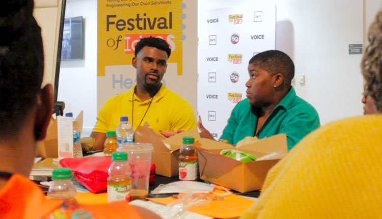Community members in discussion at the Festival of Ideas