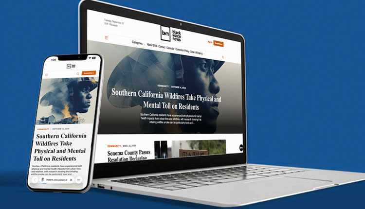 Black Voice News displayed on a laptop and phone