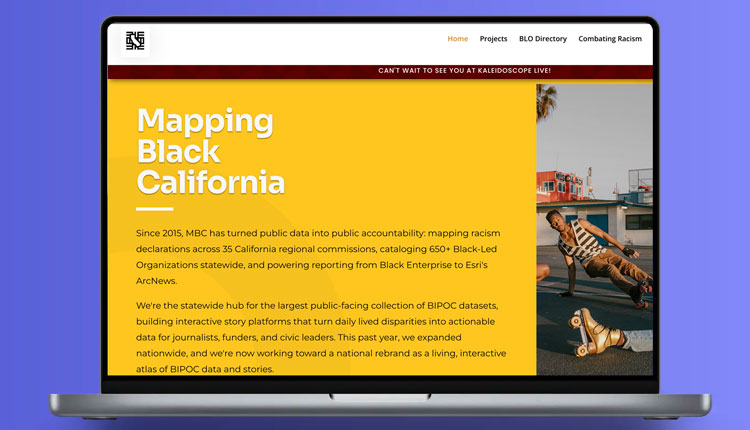 Mapping Black California website displayed on a laptop