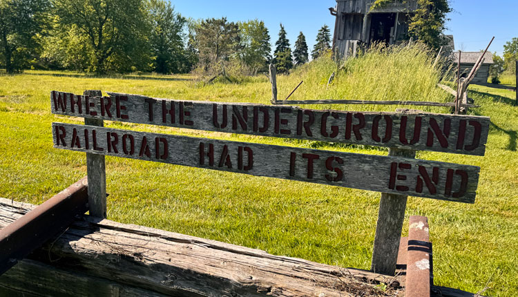 Underground Railroad historical site sign